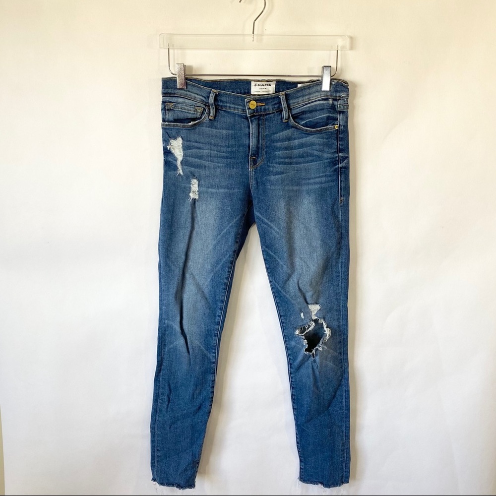 Frame Denim Destroyed Skinny Jeans Sz 27